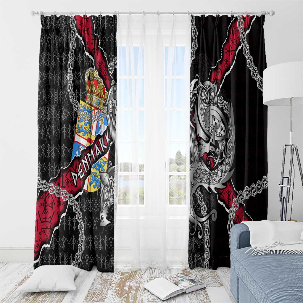 Denmark Vikings Window Curtain Nordic Lion Bound in Runes and Chains