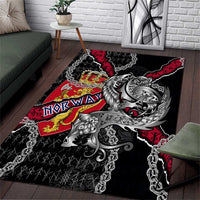 Norway Vikings Area Rug Nordic Lion Bound in Runes and Chains