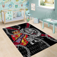 Norway Vikings Area Rug Nordic Lion Bound in Runes and Chains