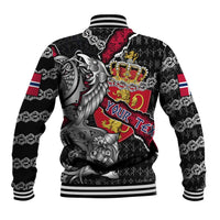 Personalized Norway Vikings Baseball Jacket Nordic Lion Bound in Runes and Chains