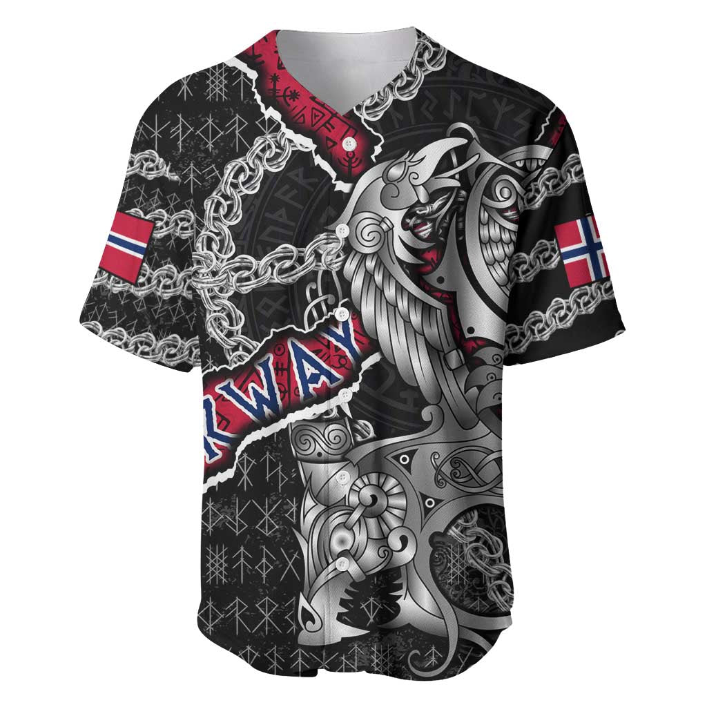 Personalized Norway Vikings Baseball Jersey Nordic Lion Bound in Runes and Chains