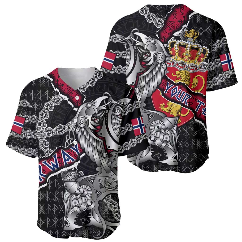 Personalized Norway Vikings Baseball Jersey Nordic Lion Bound in Runes and Chains