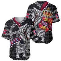 Personalized Norway Vikings Baseball Jersey Nordic Lion Bound in Runes and Chains