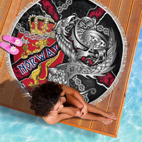 Norway Vikings Beach Blanket Nordic Lion Bound in Runes and Chains
