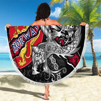 Norway Vikings Beach Blanket Nordic Lion Bound in Runes and Chains