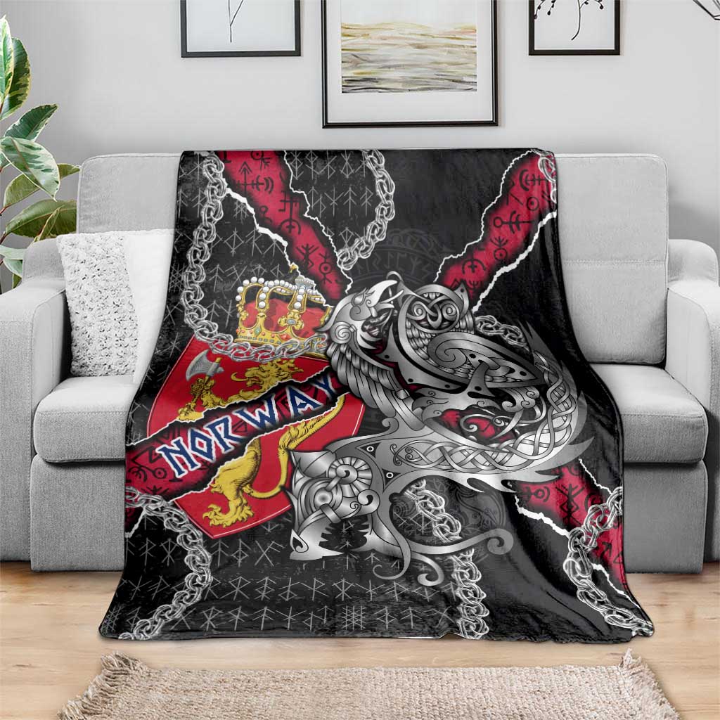 Norway Vikings Blanket Nordic Lion Bound in Runes and Chains