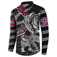 Personalized Norway Vikings Button Sweatshirt Nordic Lion Bound in Runes and Chains