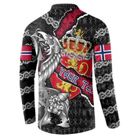 Personalized Norway Vikings Button Sweatshirt Nordic Lion Bound in Runes and Chains