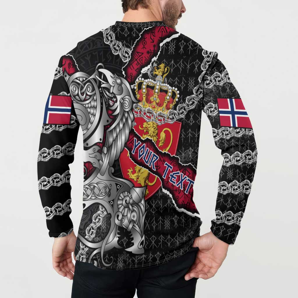 Personalized Norway Vikings Button Sweatshirt Nordic Lion Bound in Runes and Chains