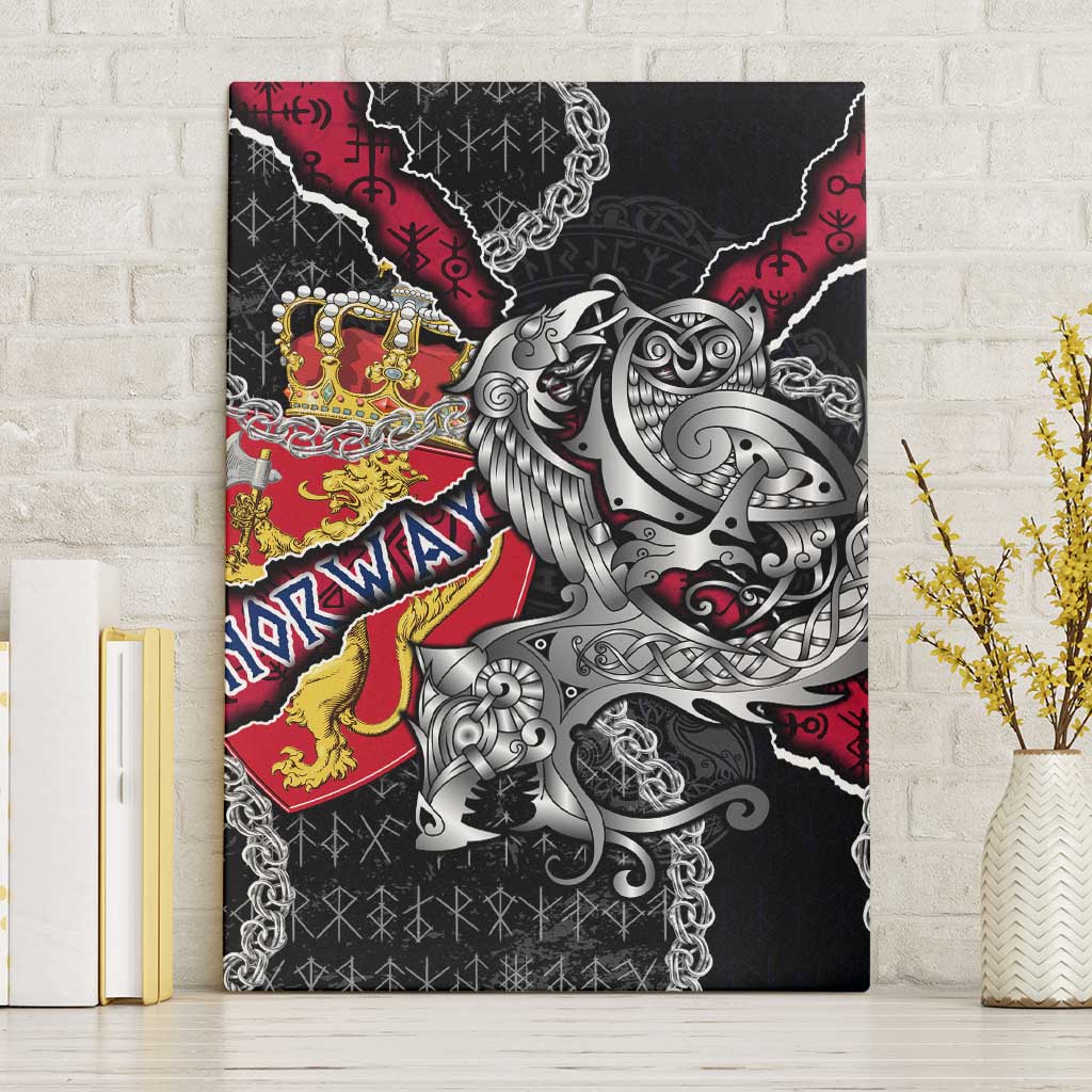 Norway Vikings Canvas Wall Art Nordic Lion Bound in Runes and Chains