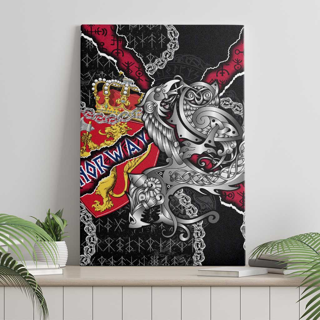 Norway Vikings Canvas Wall Art Nordic Lion Bound in Runes and Chains