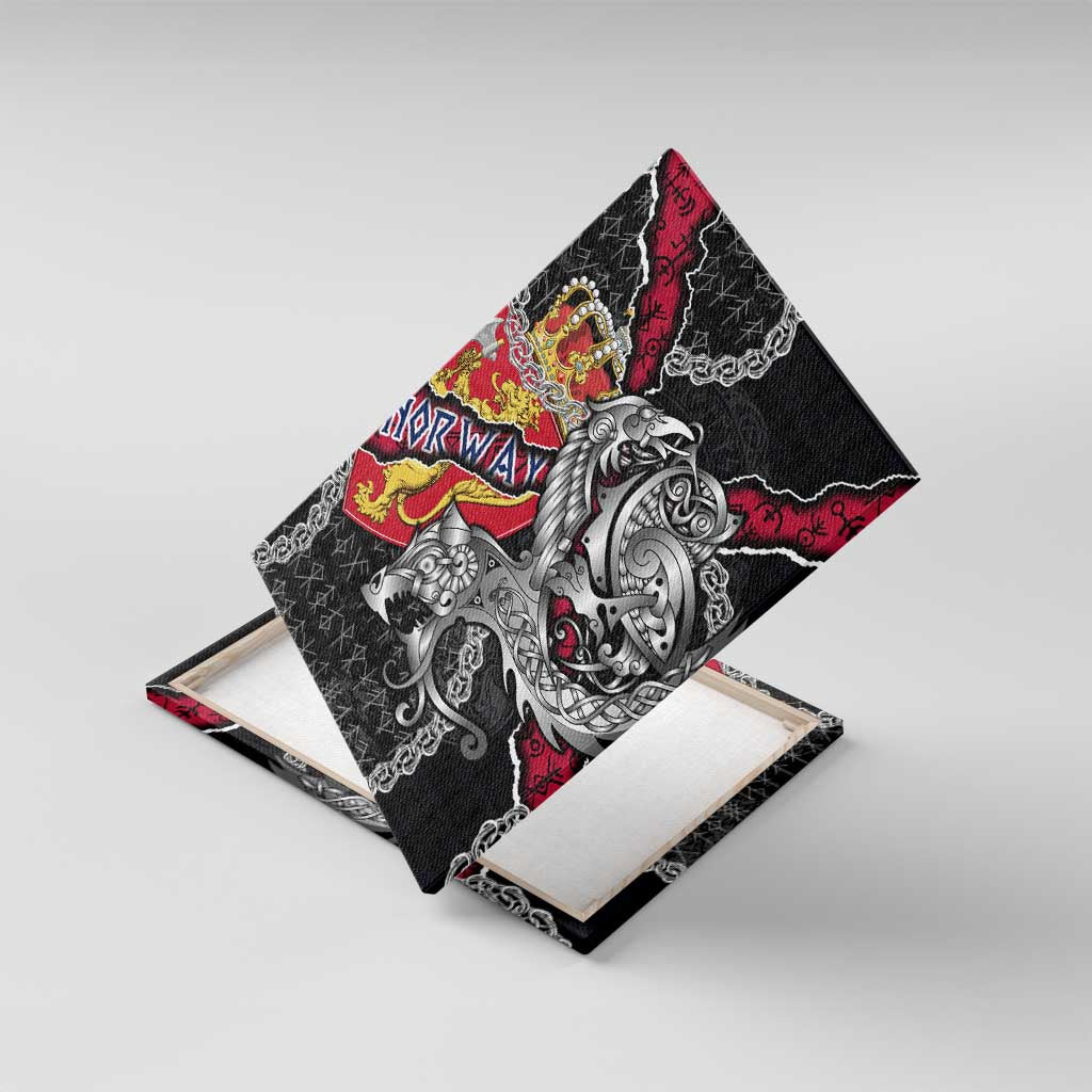 Norway Vikings Canvas Wall Art Nordic Lion Bound in Runes and Chains