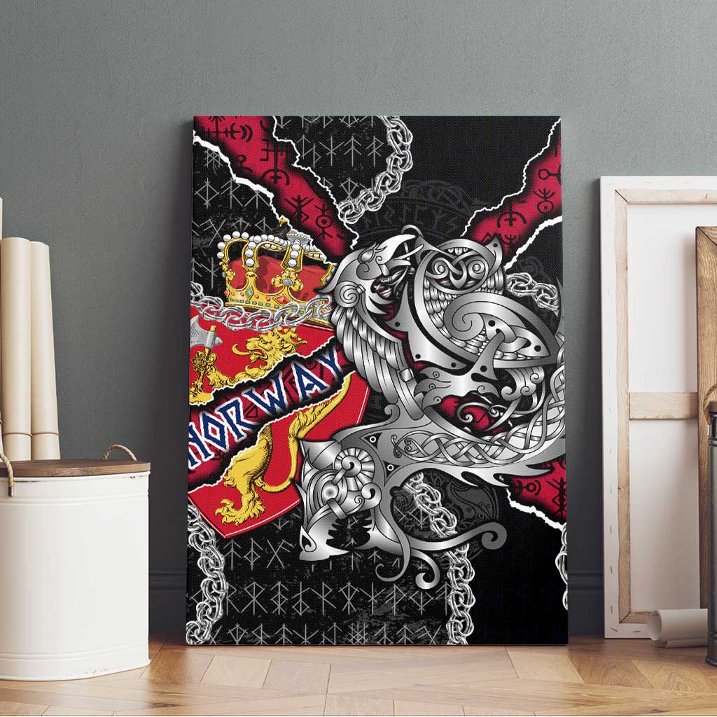 Norway Vikings Canvas Wall Art Nordic Lion Bound in Runes and Chains