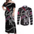 Personalized Norway Vikings Couples Matching Off Shoulder Maxi Dress and Long Sleeve Button Shirt Nordic Lion Bound in Runes and Chains