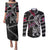 Personalized Norway Vikings Couples Matching Puletasi and Long Sleeve Button Shirt Nordic Lion Bound in Runes and Chains