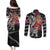 Personalized Norway Vikings Couples Matching Puletasi and Long Sleeve Button Shirt Nordic Lion Bound in Runes and Chains