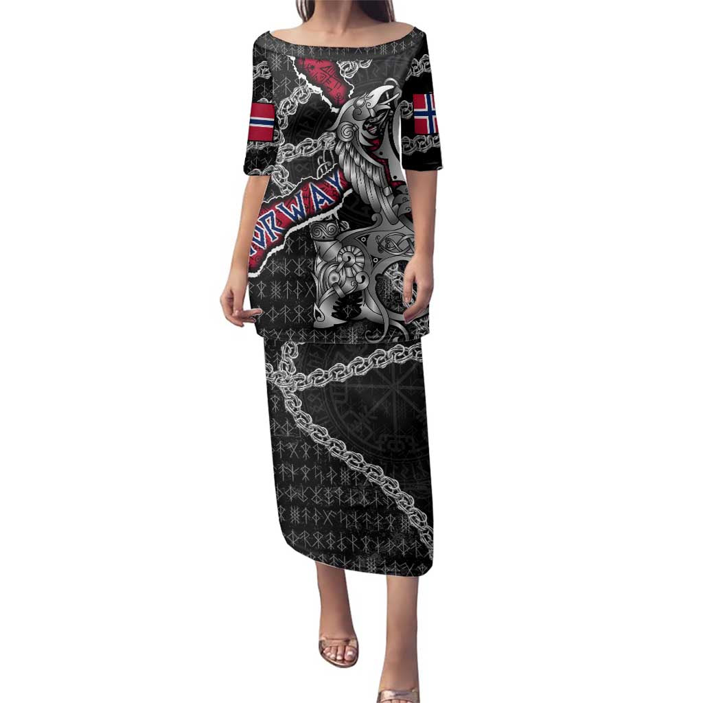 Personalized Norway Vikings Family Matching Puletasi and Hawaiian Shirt Nordic Lion Bound in Runes and Chains