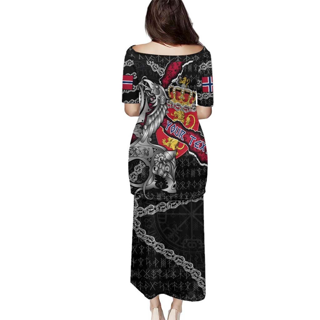 Personalized Norway Vikings Family Matching Puletasi and Hawaiian Shirt Nordic Lion Bound in Runes and Chains