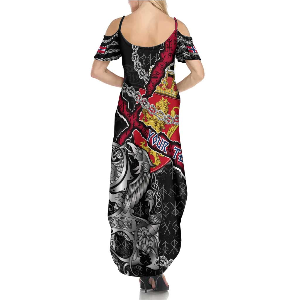 Personalized Norway Vikings Family Matching Summer Maxi Dress and Hawaiian Shirt Nordic Lion Bound in Runes and Chains