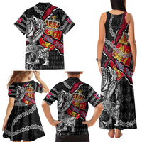Personalized Norway Vikings Family Matching Tank Maxi Dress and Hawaiian Shirt Nordic Lion Bound in Runes and Chains