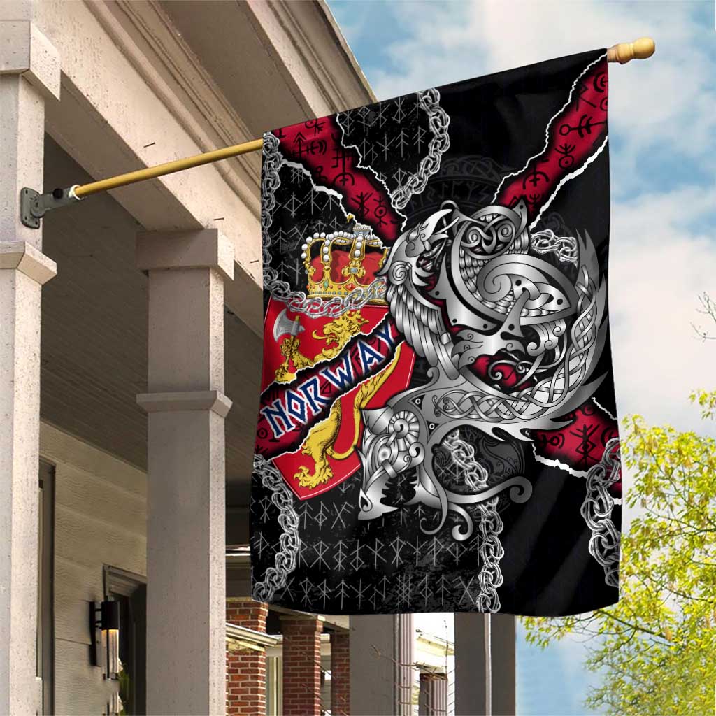 Norway Vikings Garden Flag Nordic Lion Bound in Runes and Chains
