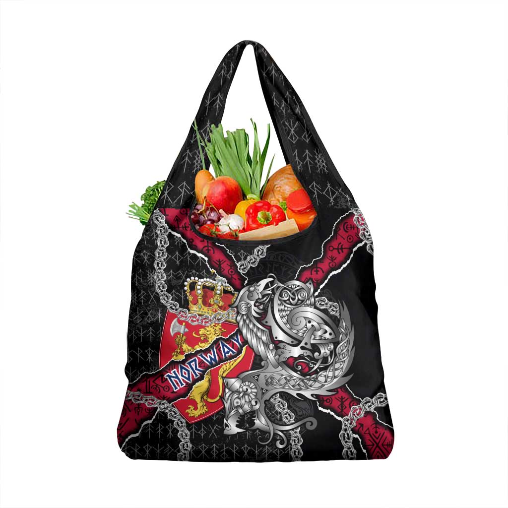 Norway Vikings Grocery Bag Nordic Lion Bound in Runes and Chains