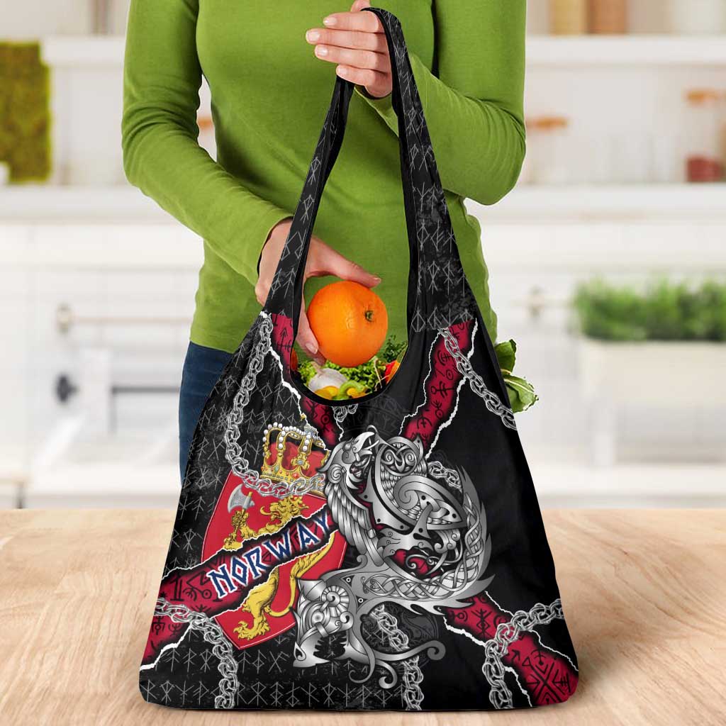 Norway Vikings Grocery Bag Nordic Lion Bound in Runes and Chains