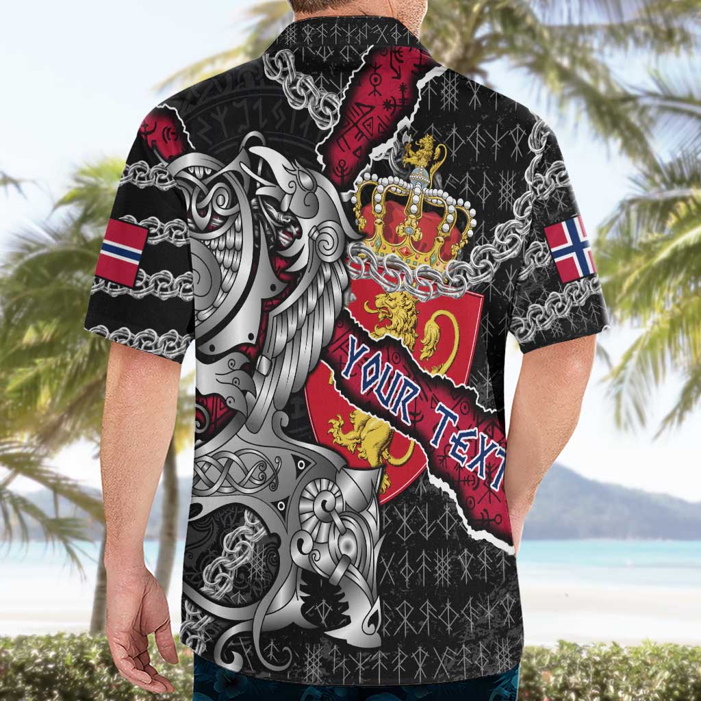Personalized Norway Vikings Hawaiian Shirt Nordic Lion Bound in Runes and Chains