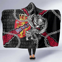Norway Vikings Hooded Blanket Nordic Lion Bound in Runes and Chains