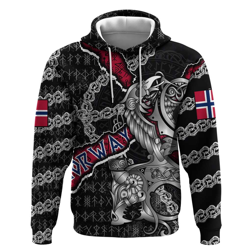 Personalized Norway Vikings Hoodie Nordic Lion Bound in Runes and Chains