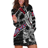 Personalized Norway Vikings Hoodie Dress Nordic Lion Bound in Runes and Chains