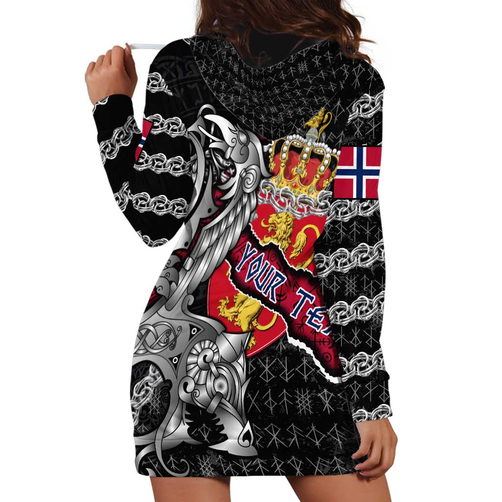 Personalized Norway Vikings Hoodie Dress Nordic Lion Bound in Runes and Chains