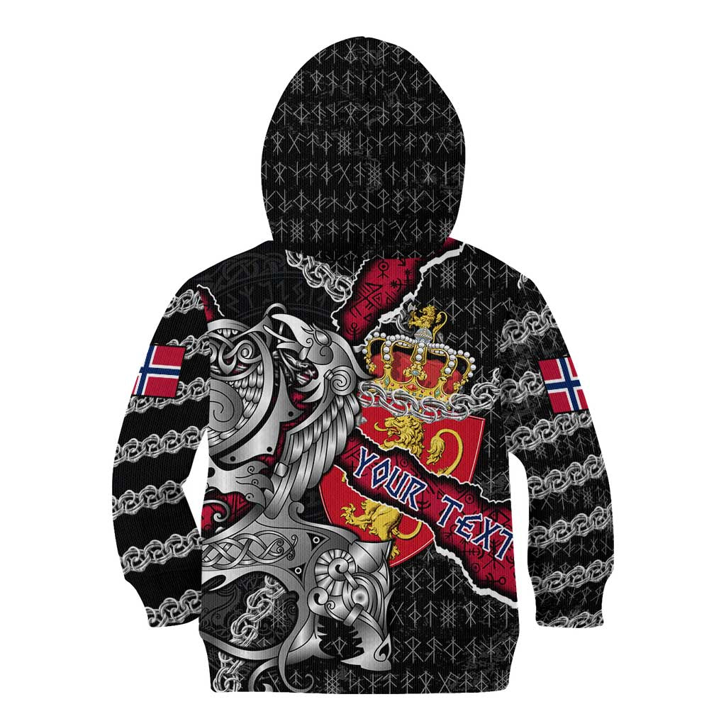 Personalized Norway Vikings Kid Hoodie Nordic Lion Bound in Runes and Chains
