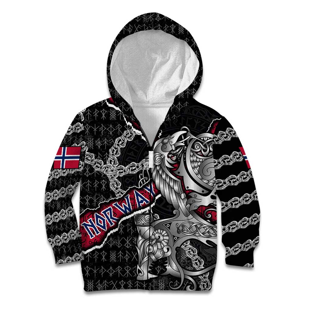 Personalized Norway Vikings Kid Hoodie Nordic Lion Bound in Runes and Chains