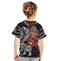 Personalized Norway Vikings Kid T Shirt Nordic Lion Bound in Runes and Chains