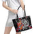 Norway Vikings Leather Tote Bag Nordic Lion Bound in Runes and Chains