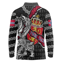 Personalized Norway Vikings Long Sleeve Polo Shirt Nordic Lion Bound in Runes and Chains