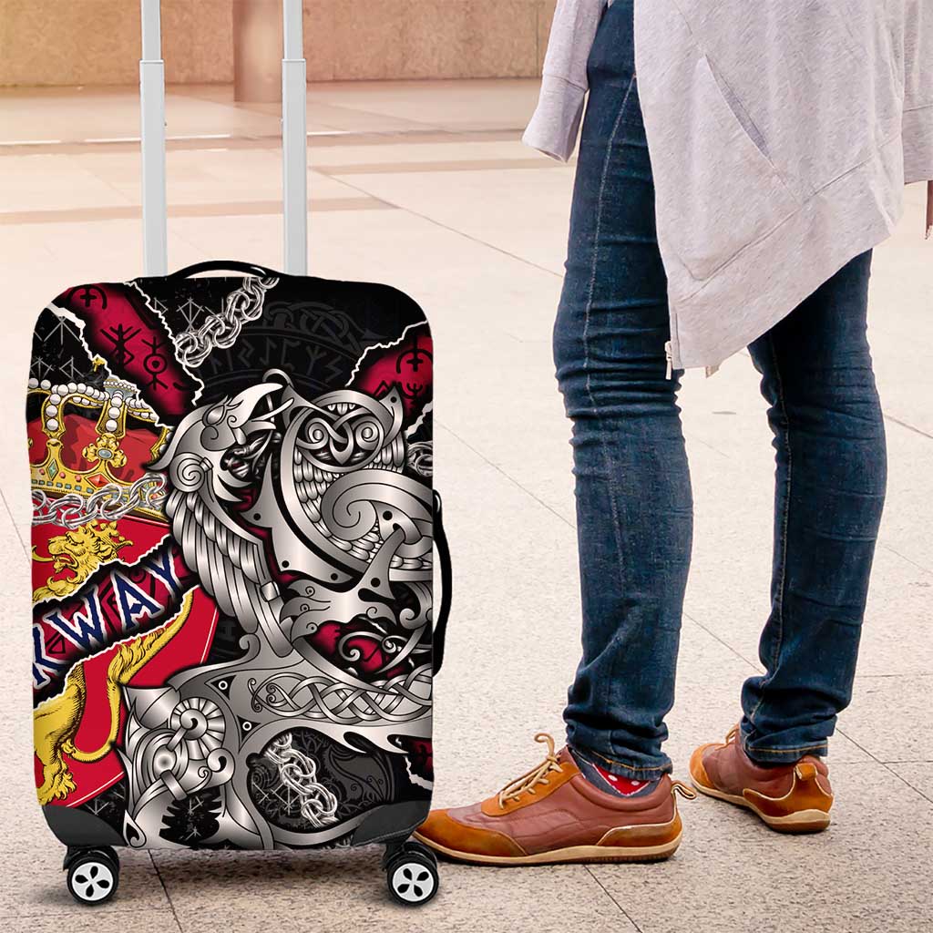 Norway Vikings Luggage Cover Nordic Lion Bound in Runes and Chains