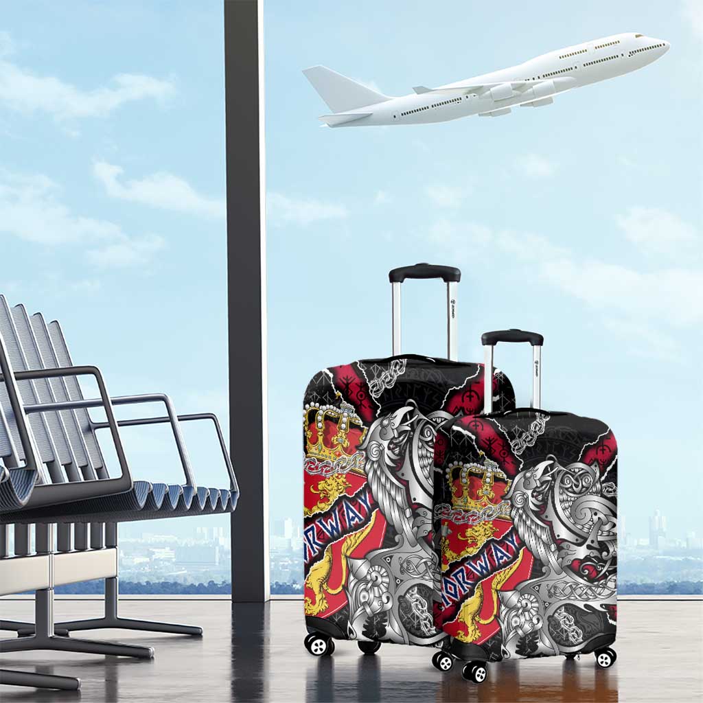 Norway Vikings Luggage Cover Nordic Lion Bound in Runes and Chains