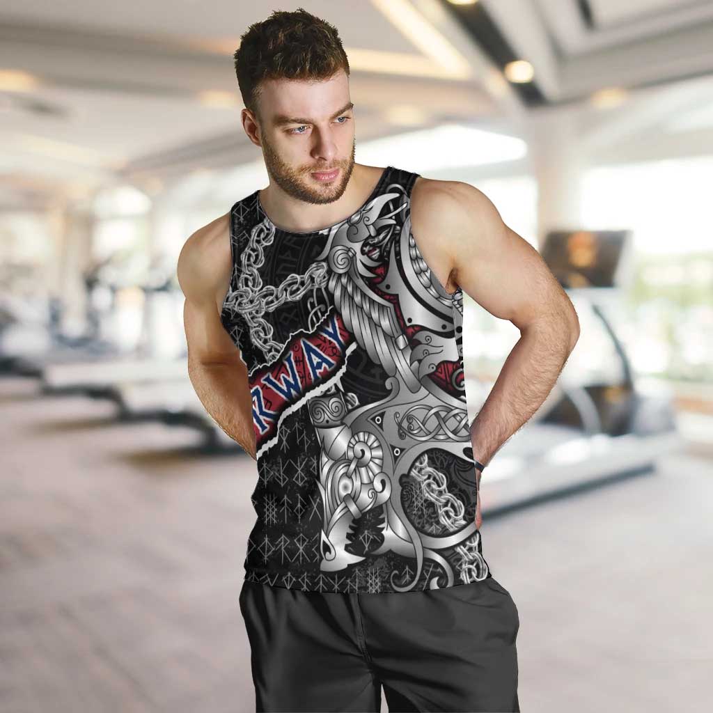 Personalized Norway Vikings Men Tank Top Nordic Lion Bound in Runes and Chains