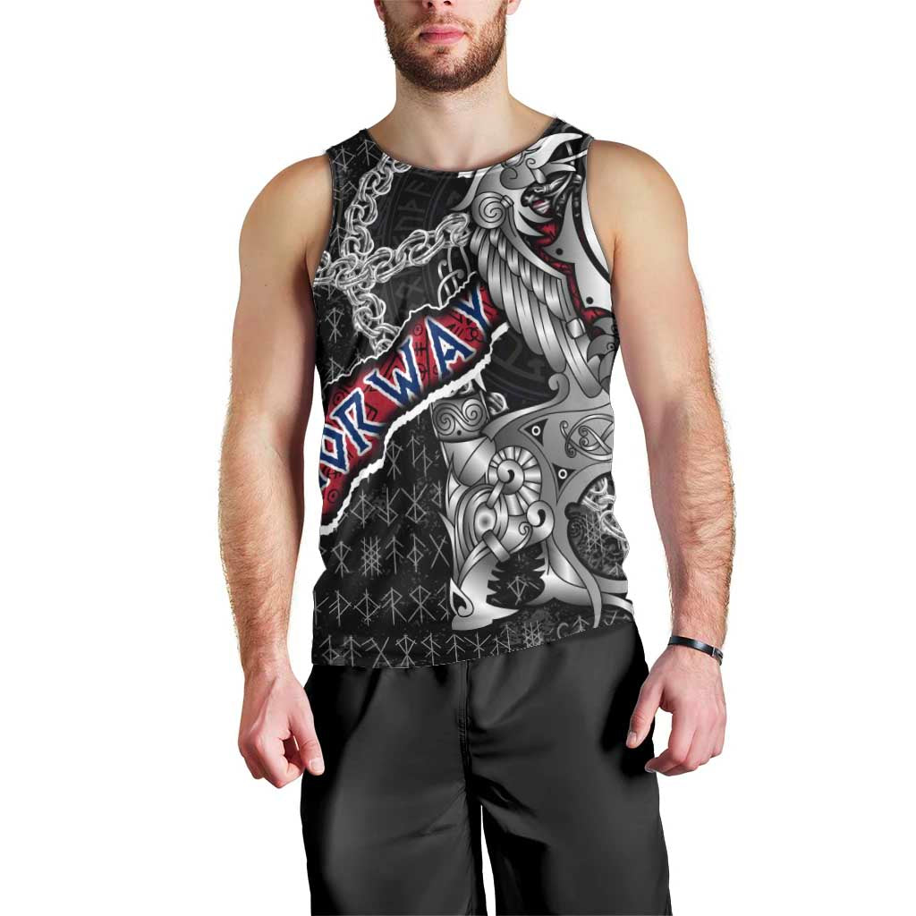 Personalized Norway Vikings Men Tank Top Nordic Lion Bound in Runes and Chains