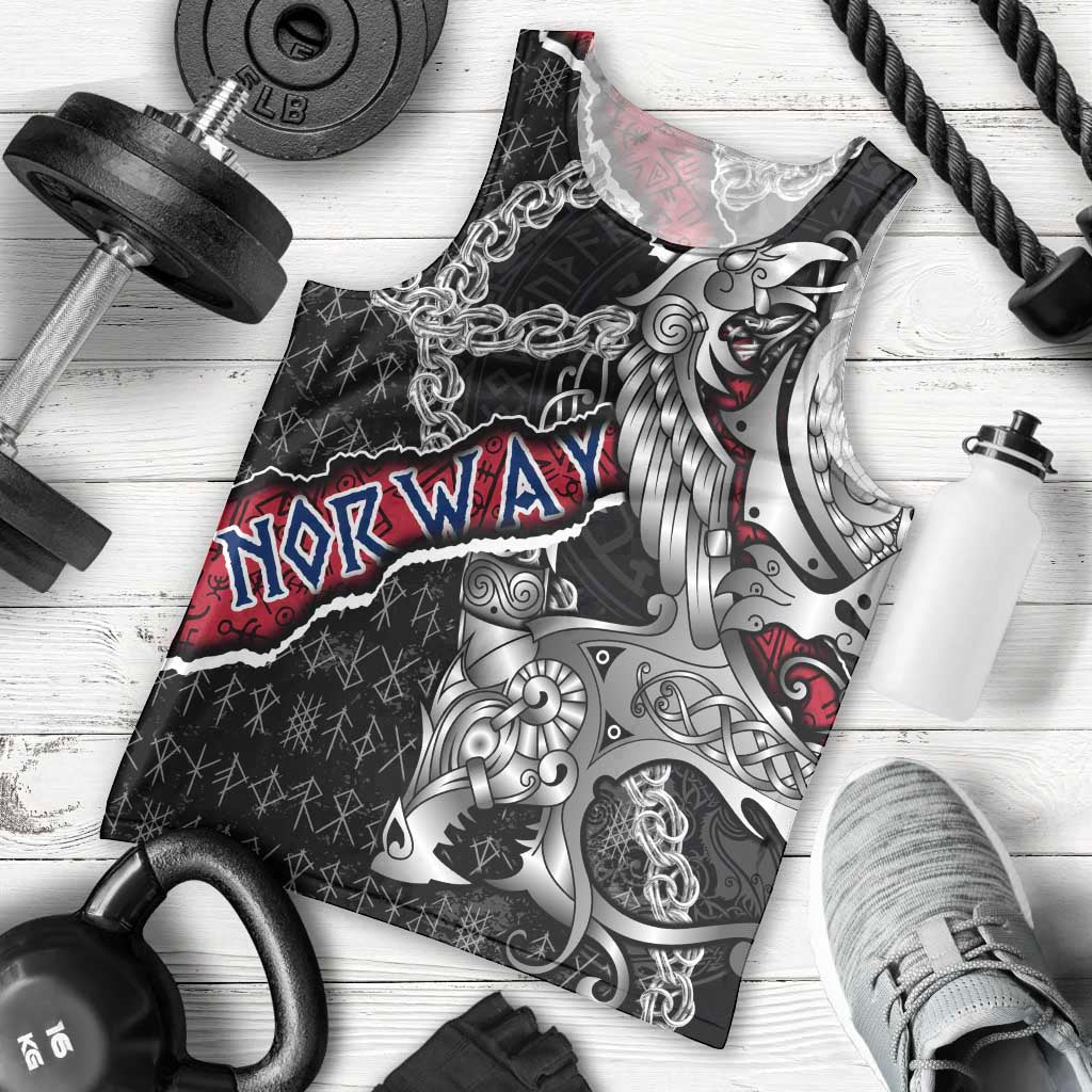Personalized Norway Vikings Men Tank Top Nordic Lion Bound in Runes and Chains