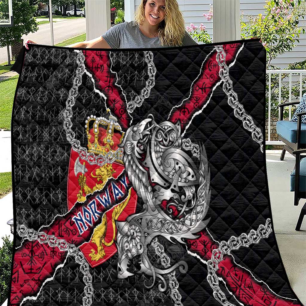 Norway Vikings Quilt Nordic Lion Bound in Runes and Chains