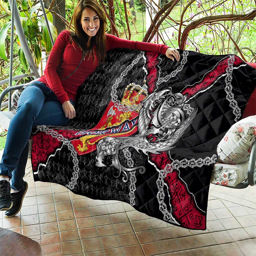 Norway Vikings Quilt Nordic Lion Bound in Runes and Chains