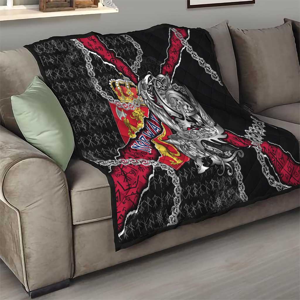 Norway Vikings Quilt Nordic Lion Bound in Runes and Chains