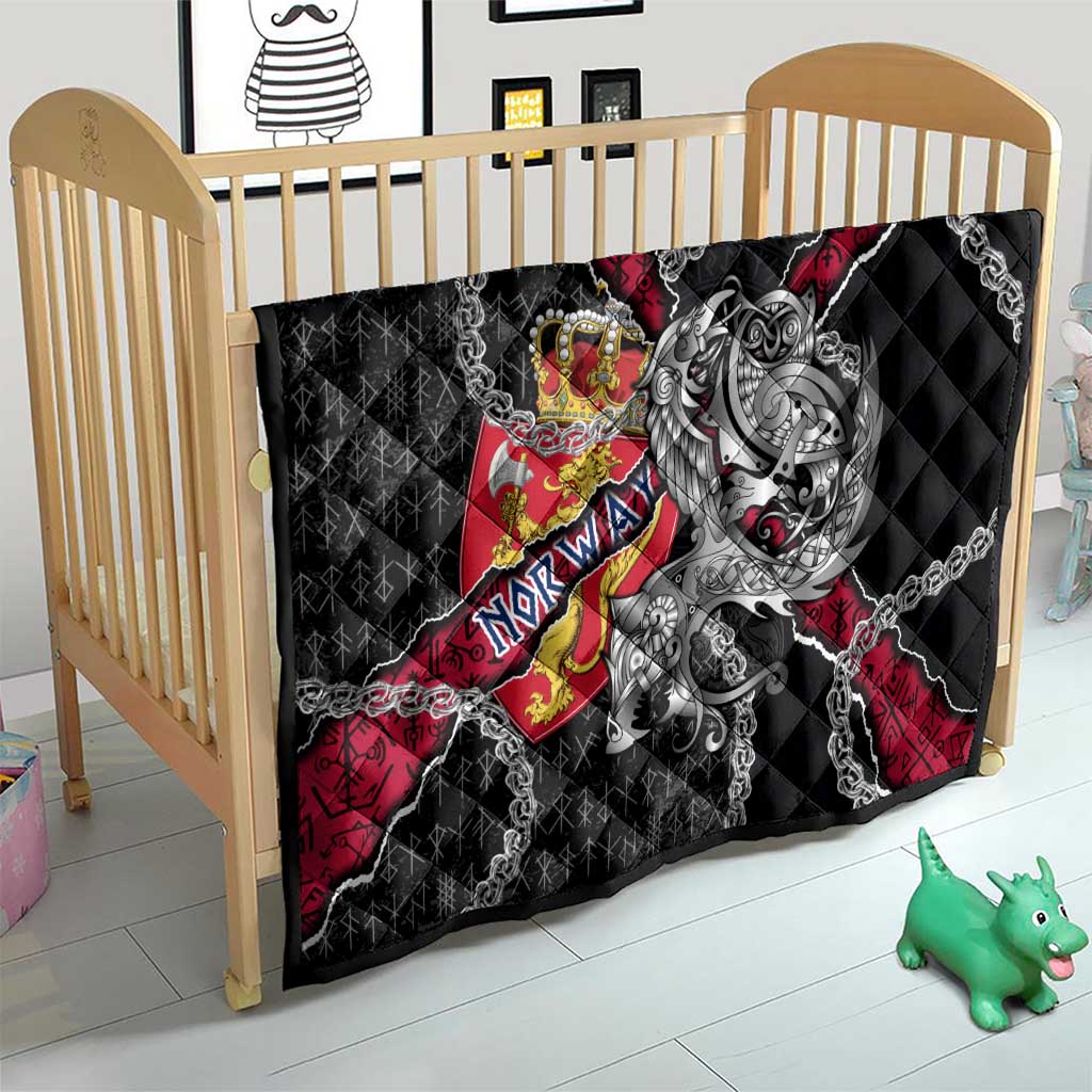 Norway Vikings Quilt Nordic Lion Bound in Runes and Chains