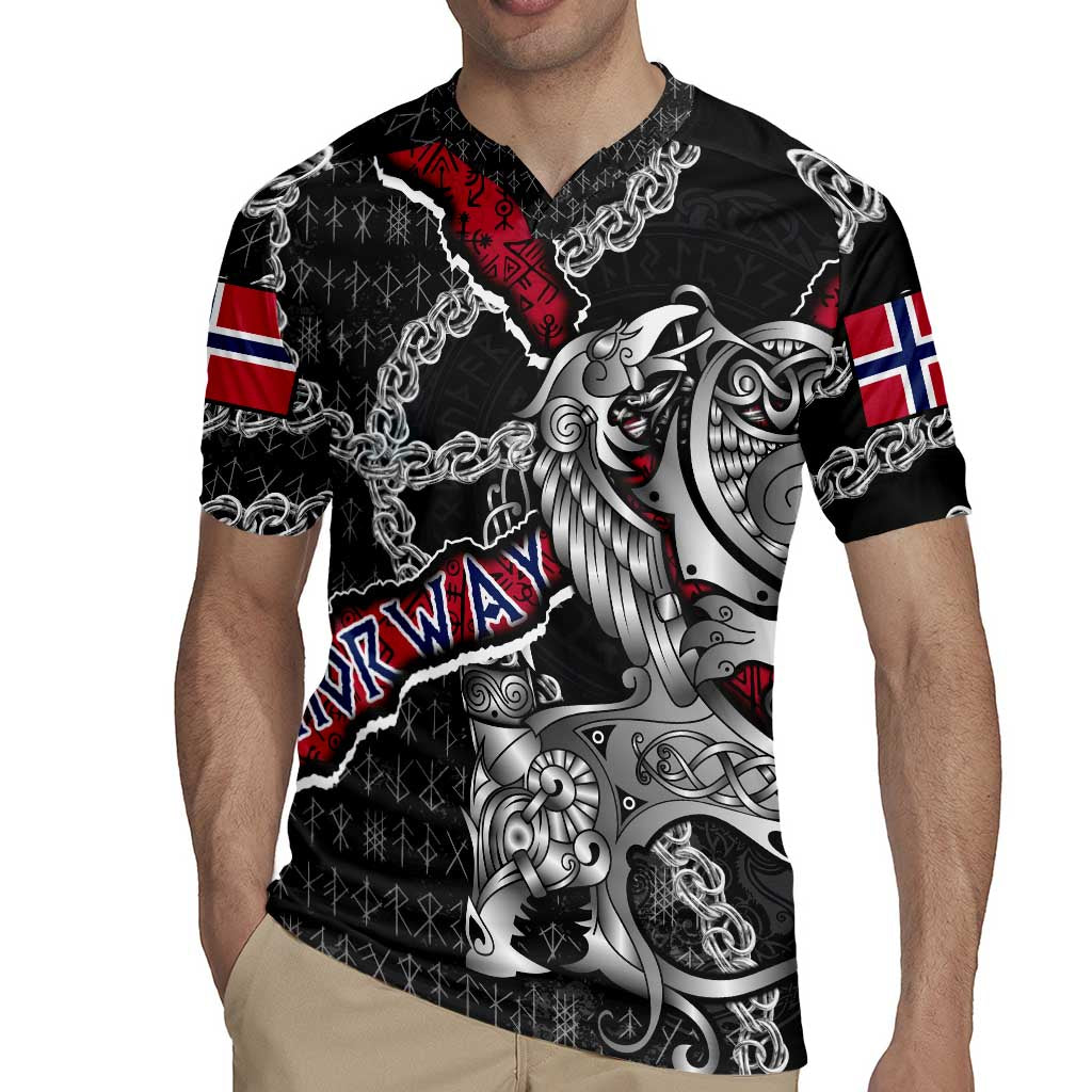 Personalized Norway Vikings Rugby Jersey Nordic Lion Bound in Runes and Chains