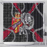 Norway Vikings Shower Curtain Nordic Lion Bound in Runes and Chains