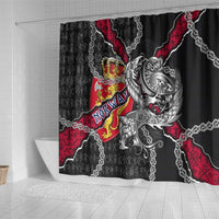 Norway Vikings Shower Curtain Nordic Lion Bound in Runes and Chains