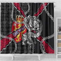 Norway Vikings Shower Curtain Nordic Lion Bound in Runes and Chains